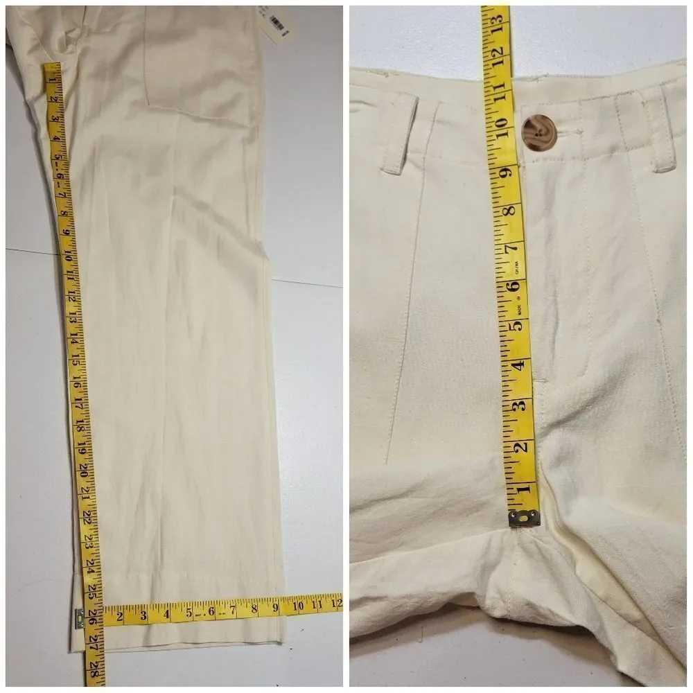 Nurture by Westbound Linen Blend Utility Side Pocket Cropped Wide Leg Ankle Pant